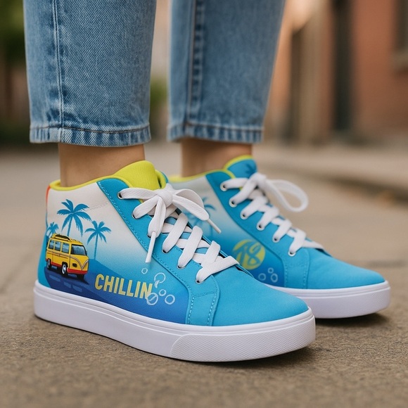 Heelys Spongebob SquarePants "CHILLIN'" Racer Mid Top Skate Shoes Men’s SZ 7 - Picture 2 of 10